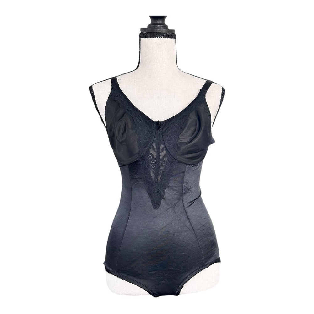 Vintage Va Bien Vintage Bodysuit 36C Black Lace Control USA